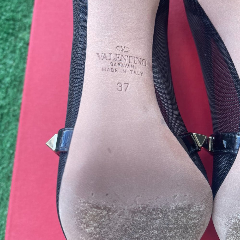 NEW! SHOES VALENTINO - ROCKSTUD PATENT-LEATHER PUMP 100 MM - SIZE 37 - Picture 5 of 16